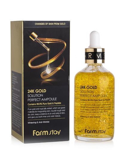 Изображение Антивозрастная сыворотка для лица с пептидами Farmstay 24K Gold Solution Perfect Ampoule, 100 мл