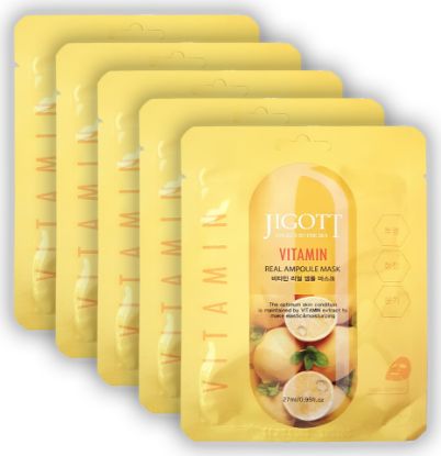 Изображение Тканевая ампульная маска с витаминами Jigott Vitamin Real Ampoule Mask, 27 мл • 5 штук